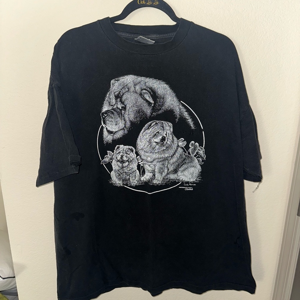 Vintage Black Short Sleeve Dog Graphic Tee